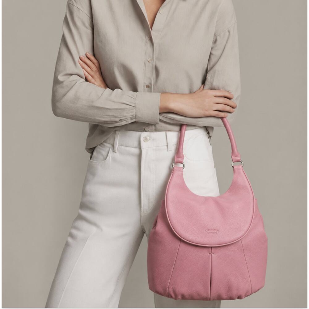 AMERICAN LEATHER CO. Leather Catalina Convertible Backpack Pink